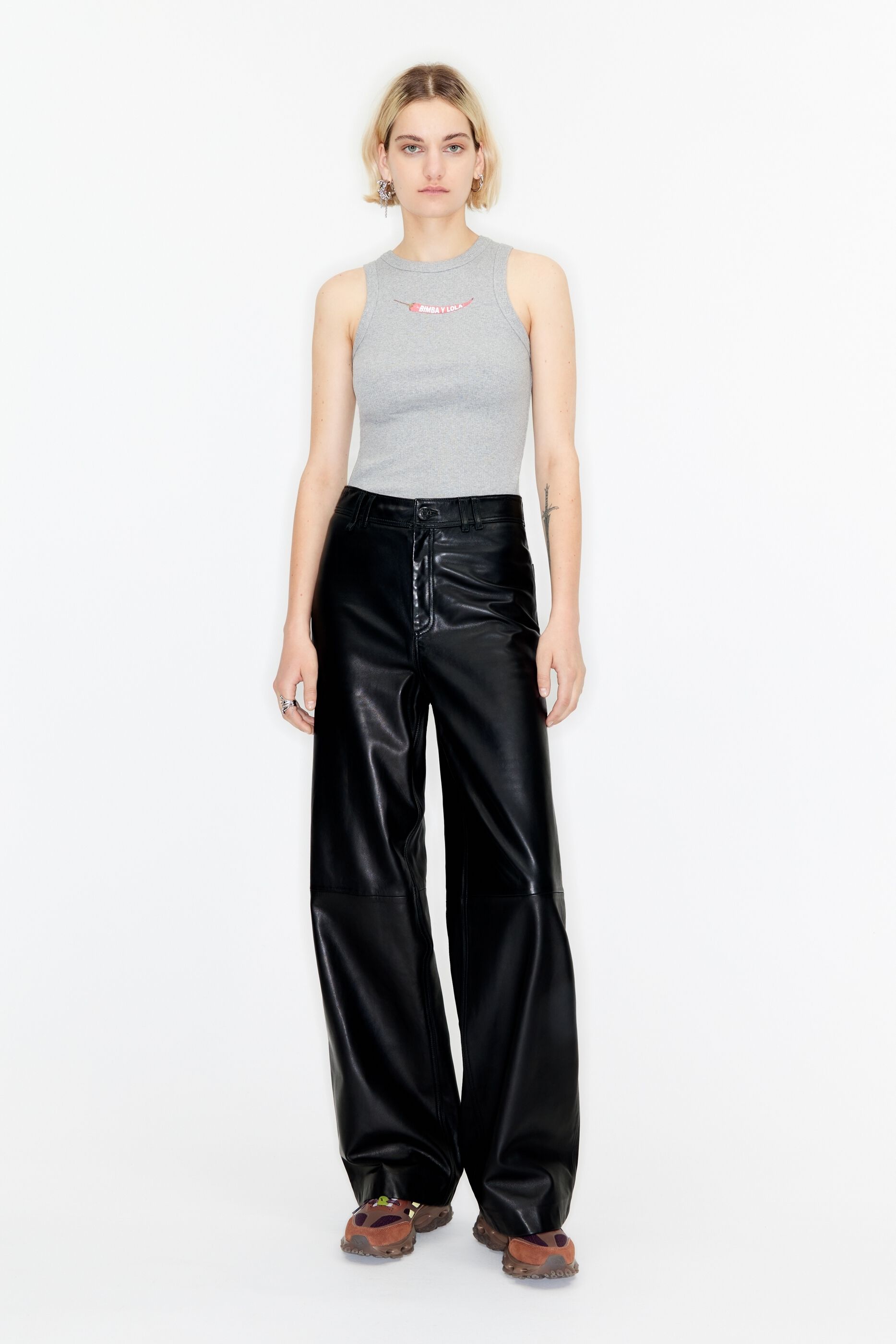 Black leather trousers