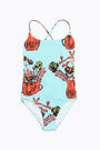 Blue bouquet print swimsuit Blue bouquet print swimsuit