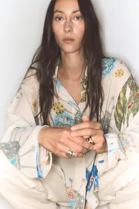 Ivory textured Big Mask straight shirt