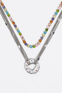 Silver logo multi-chain necklace