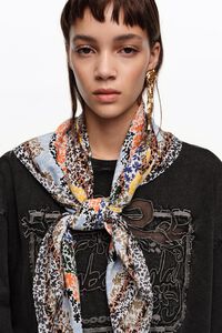 Floral scarf with white logo