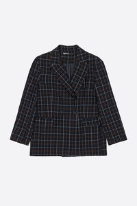 Blue checked tailored double-breasted jacket