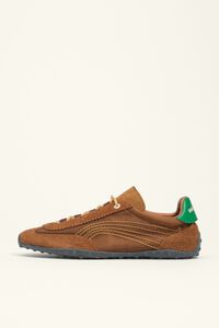 Tan suede and satin 13 22 sneaker