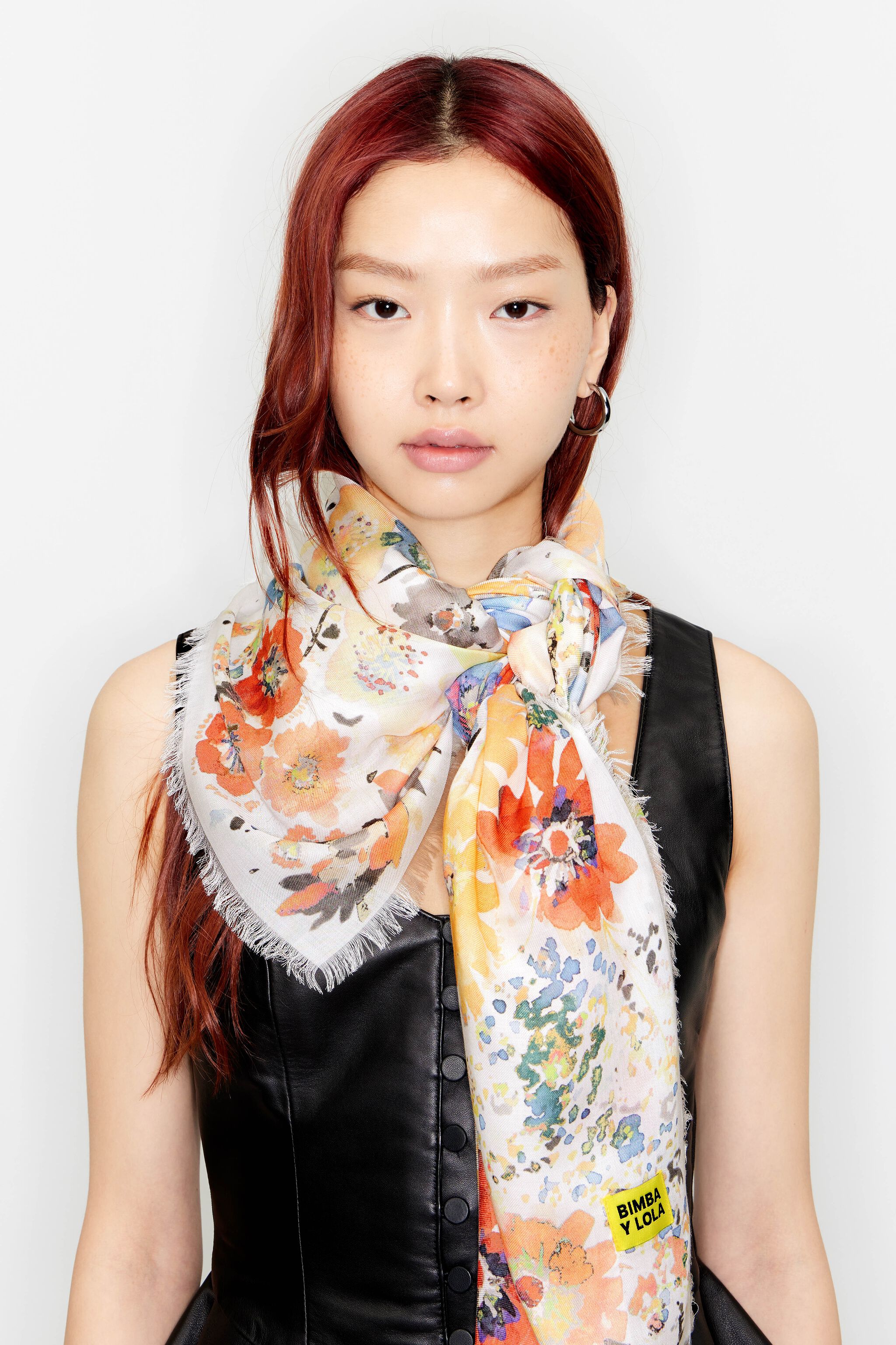 White watercolor floral shawl