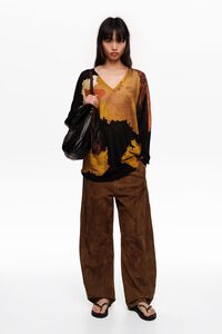 Blot long black straight-fit linen sweater