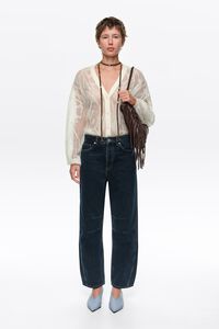 Ivory mohair openwork cardigan