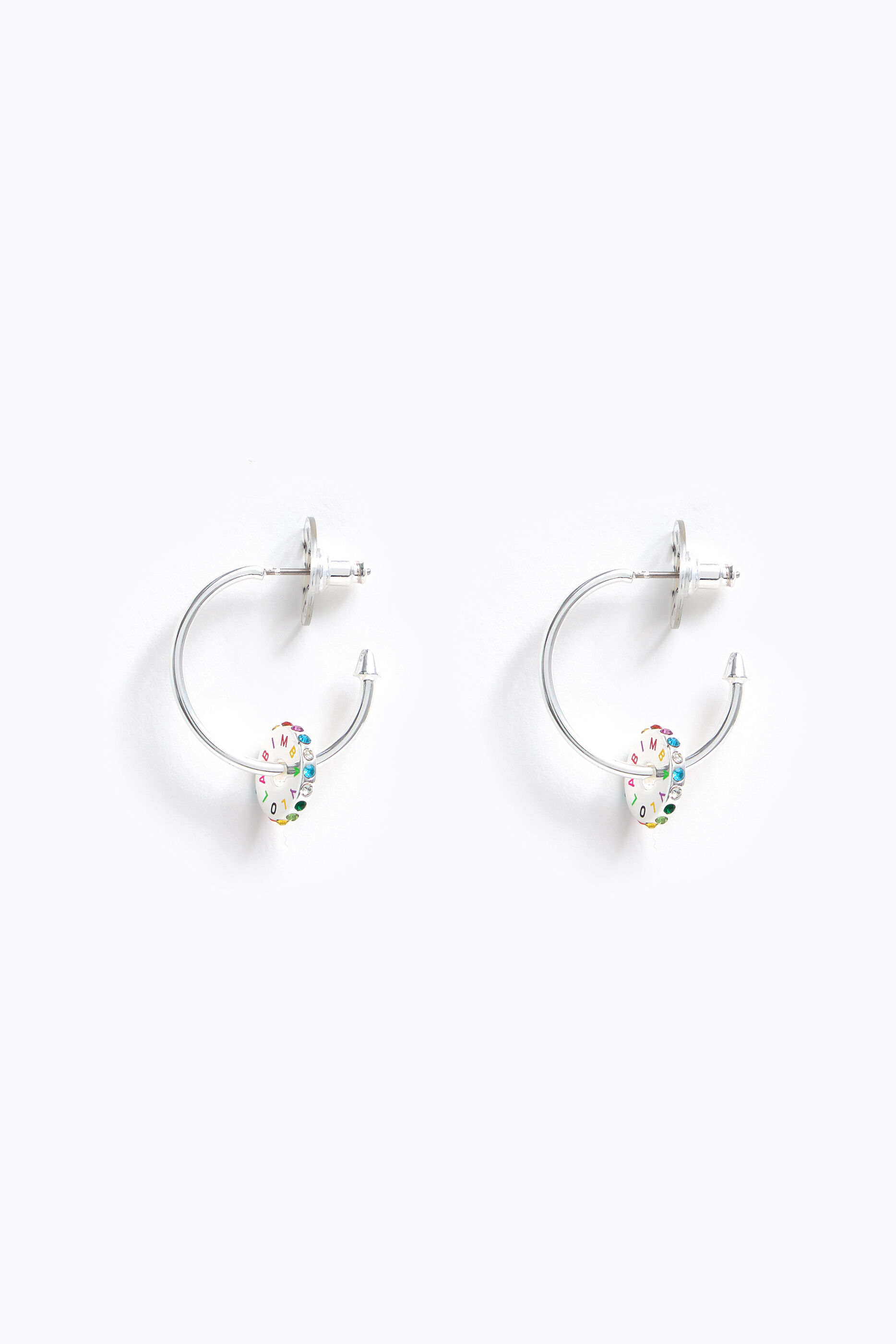 Medium silver color Logo-Transfer hoop earrings