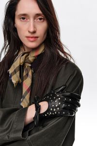 Black studded leather gloves