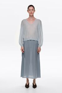 Light blue washed silk skirt