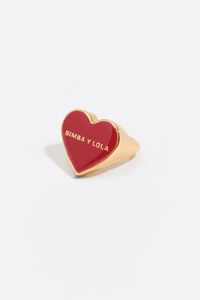 Red enamel heart ring