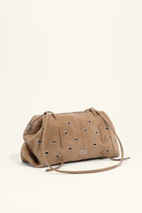 Medium beige suede studded Lolita bag