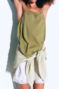 Khaki lace strappy top