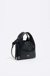 Black leather mini Paper bag