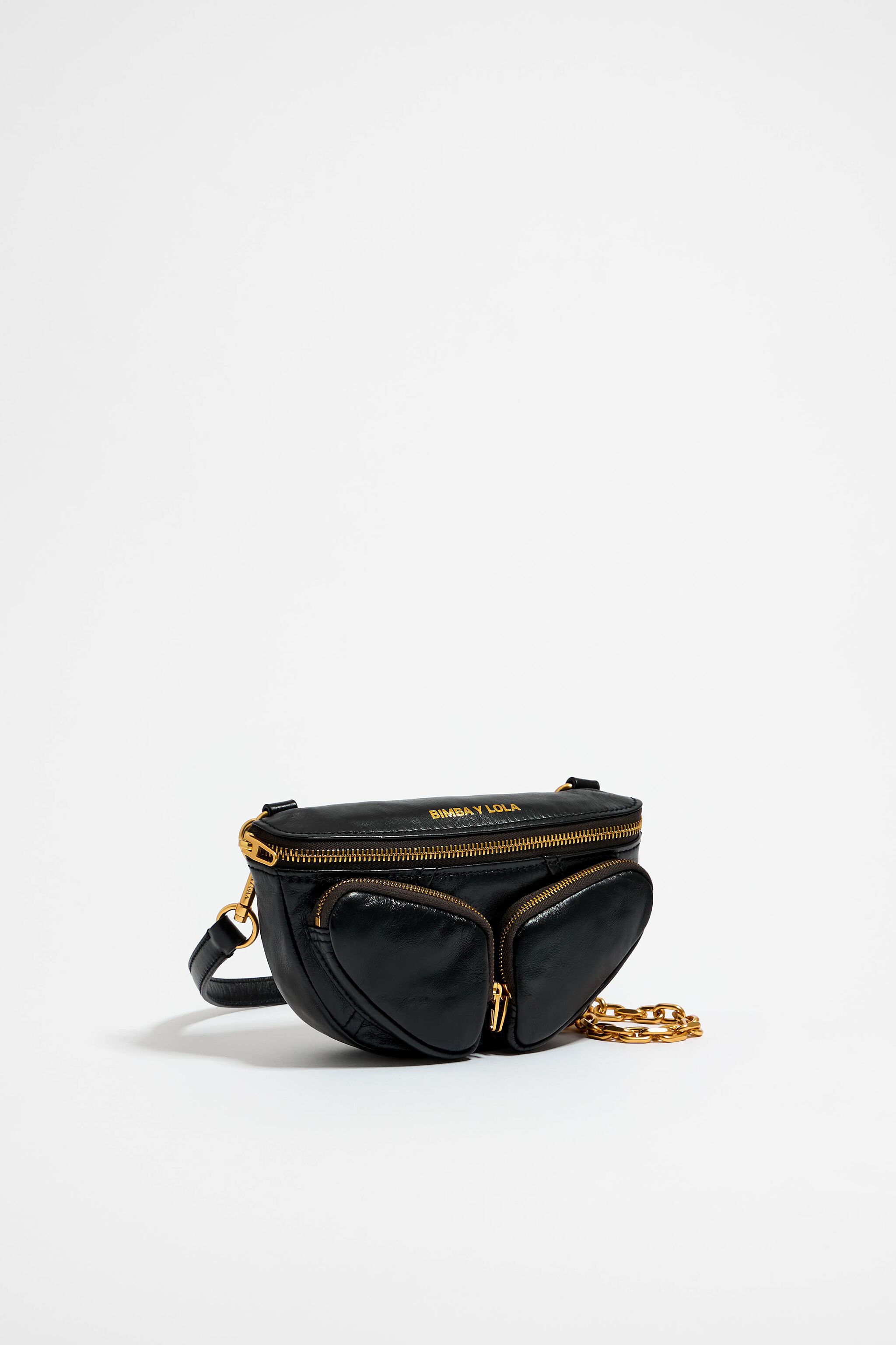 Leather black bum bag top