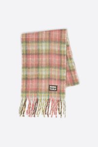 Pink checked brushed scarf