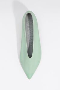 Aqua green leather mid heel court shoe
