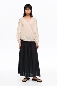 Black A-line maxi slit skirt