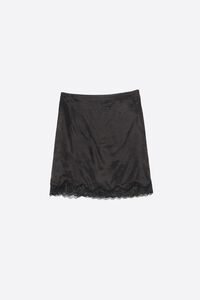 Washed black lace mini skirt