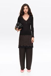 Washed black lace mini skirt
