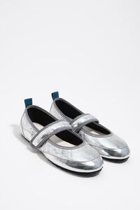 Silver leather sporty ballerina