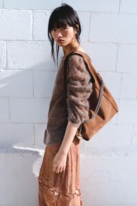 Chestnut large suede Paper bag