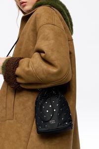 Black nylon mini bucket bag