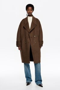 Dark brown double-face maxi lapel coat Dark brown double-face maxi lapel coat