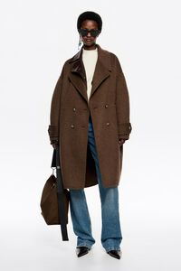 Dark brown double-face maxi lapel coat Dark brown double-face maxi lapel coat