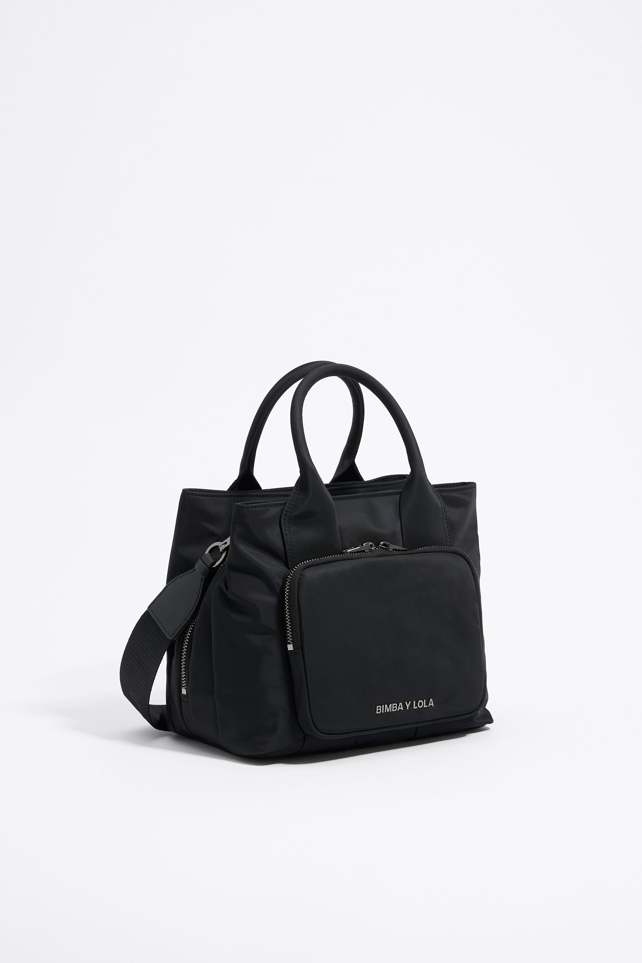 Medium black nylon Pocket handbag