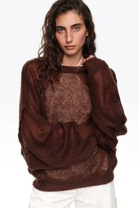 Dark brown mohair boat-neck sweater