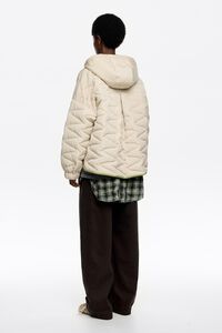 Ivory short padded jacket hood