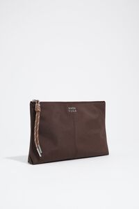 Medium mocha nylon clutch make-up case