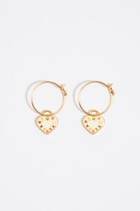 Hoop earrings logo ivory heart