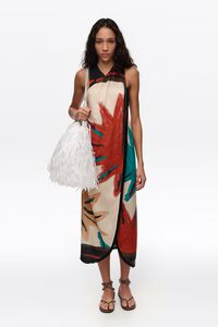 Positional Sun fringed midi wrap dress