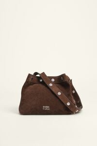 Medium coffee suede snaps bag