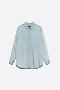 Light blue straight fluid denim shirt
