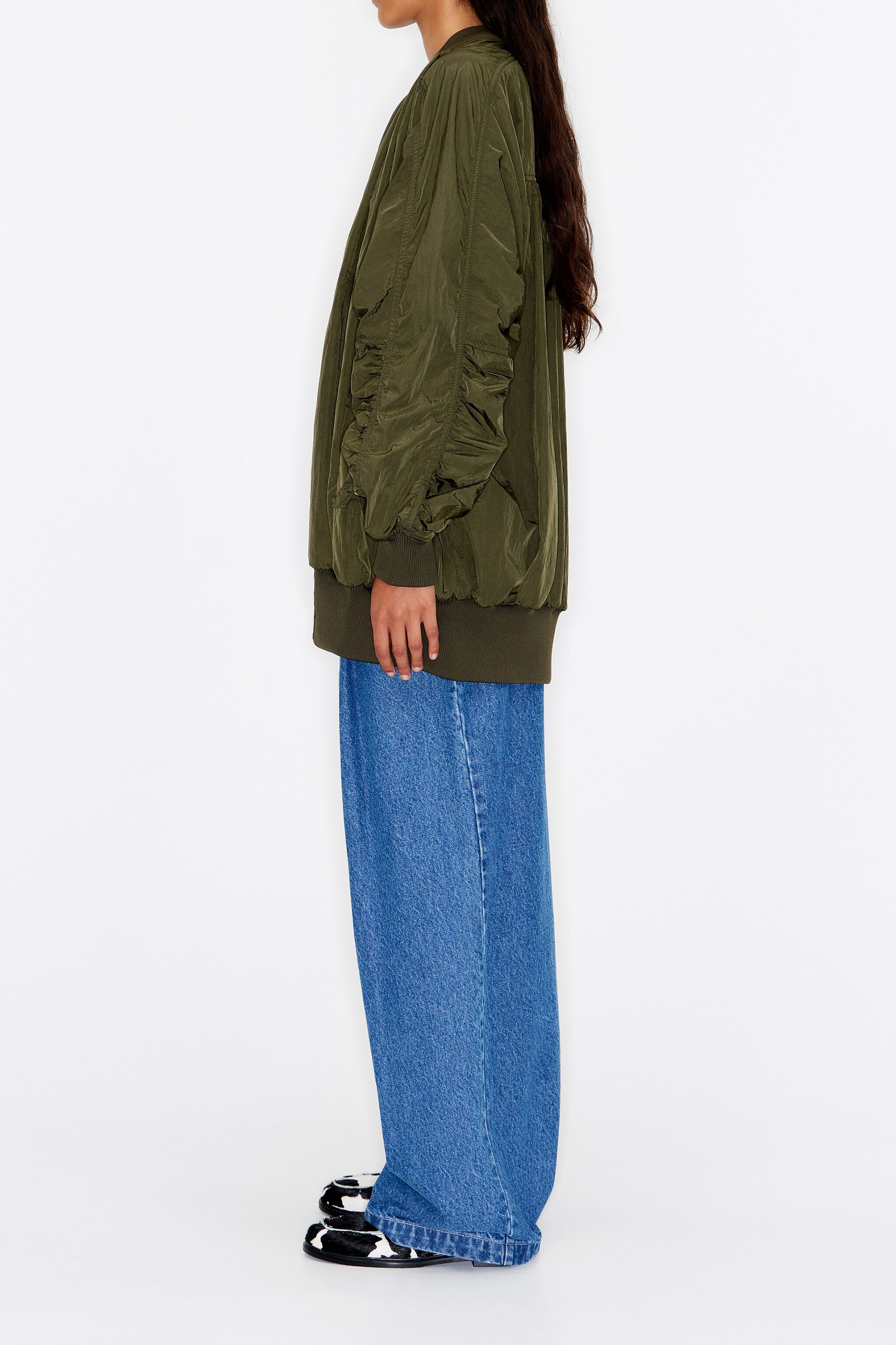 Khaki nylon bomber jacket