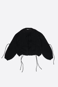 Black ruched tie cardigan