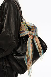 Blue Ikat floral striped scarf