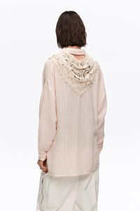 Red striped crochet shirt with scarf