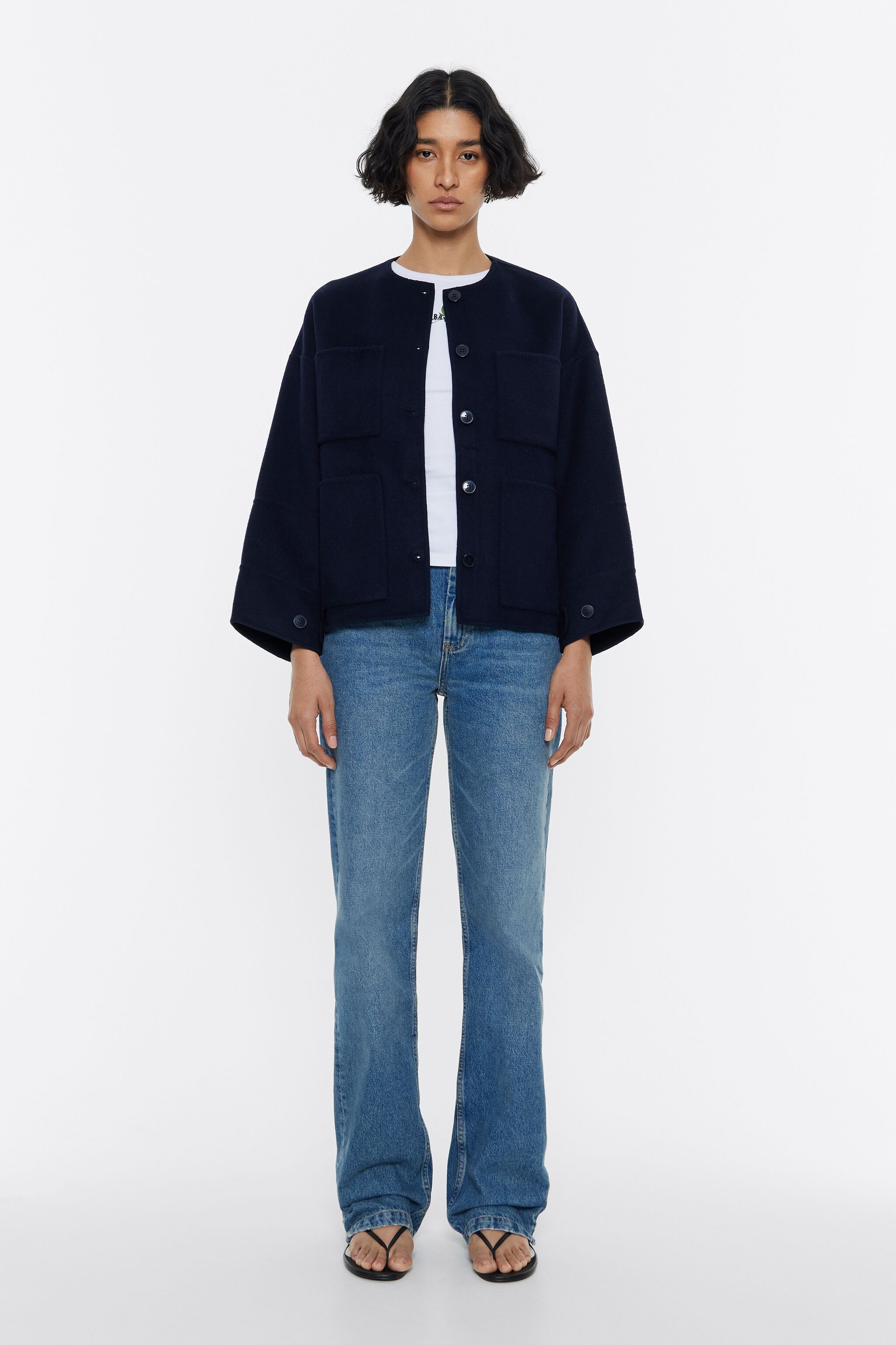 Navy blue double face jacket