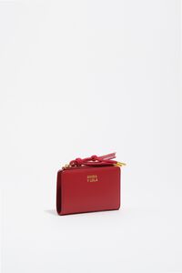 Red leather flap purse