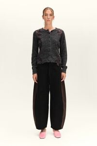 Dark gray melange mohair and lace cardigan