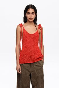 Red bow strap sweater