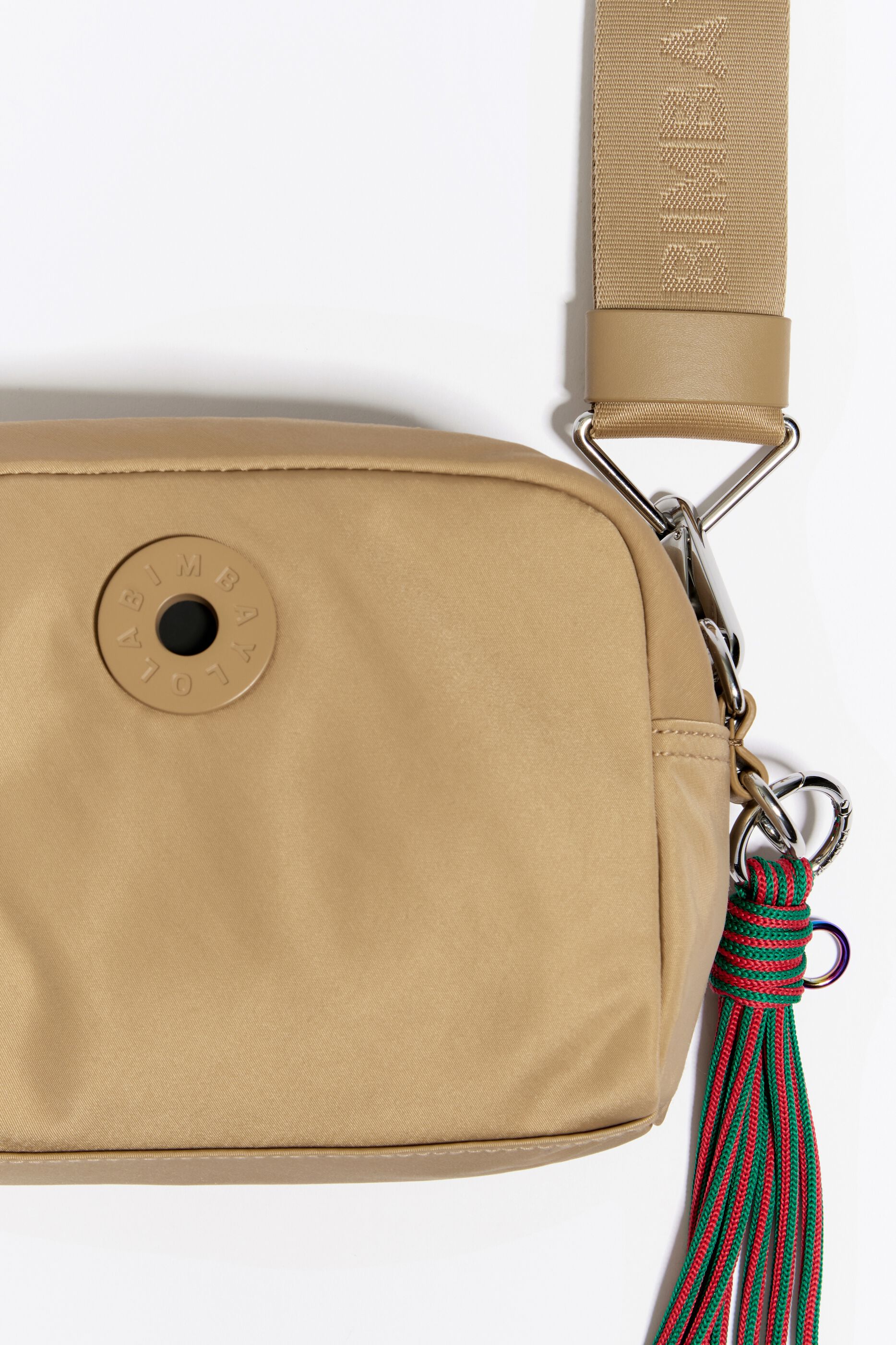 S tan nylon crossbody bag