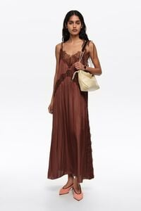 Brown lace fluid dress