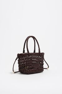 Dark brown mini plaited leather bag