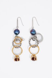 Ring earrings with pearls and crystals