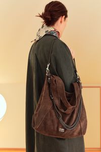 Large coffee suede Paper bag
