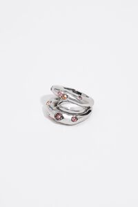 Pink crystals textured ring